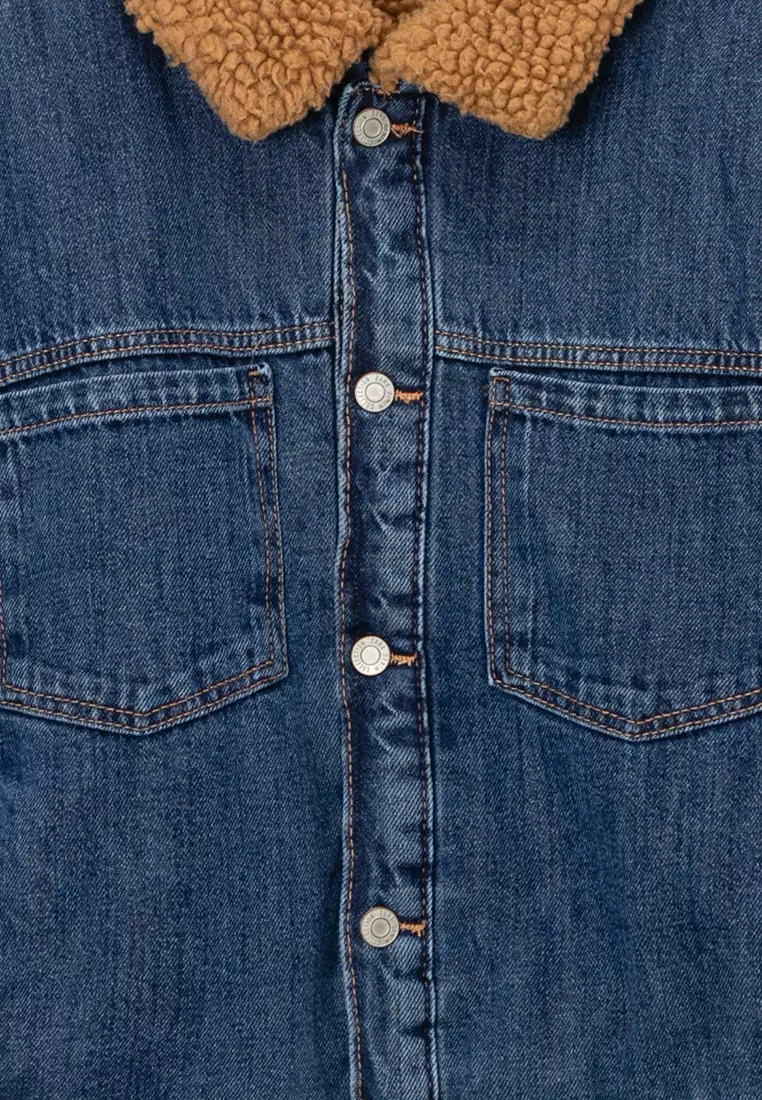 ZARA Contrast Faux Fur Denim Jacket 2025 | Buy ZARA Online