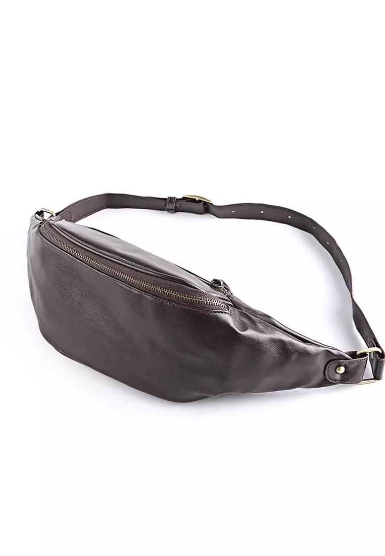 Buy Lara Men s Latest Leather Waist Bag Chest Bag Brown 2024