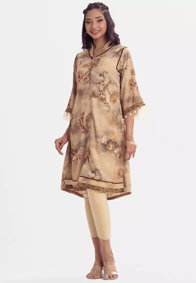 Buy Le Reve Le Reve Long Pattern Tunic with karchupi (Handcrafted) Button  Online | ZALORA Malaysia