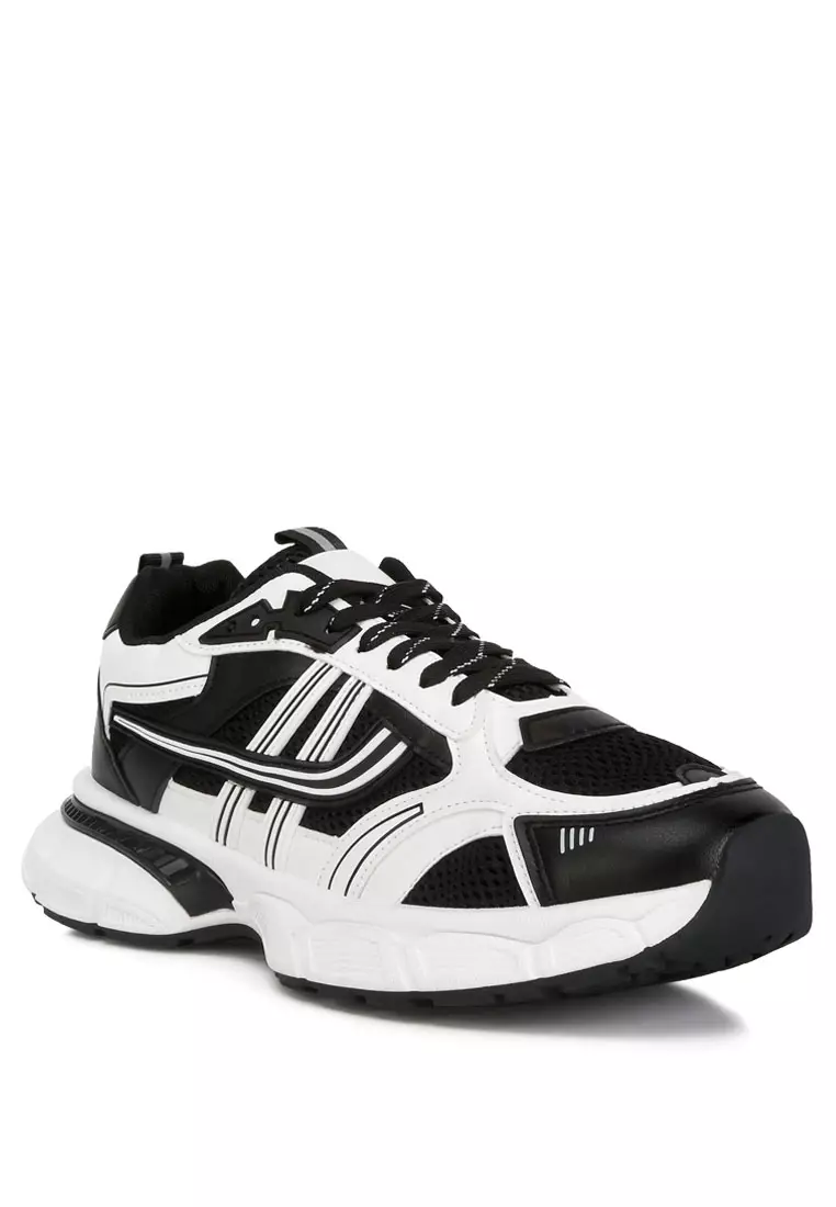 Men's Chunky Lace-Up Sneakers In Black