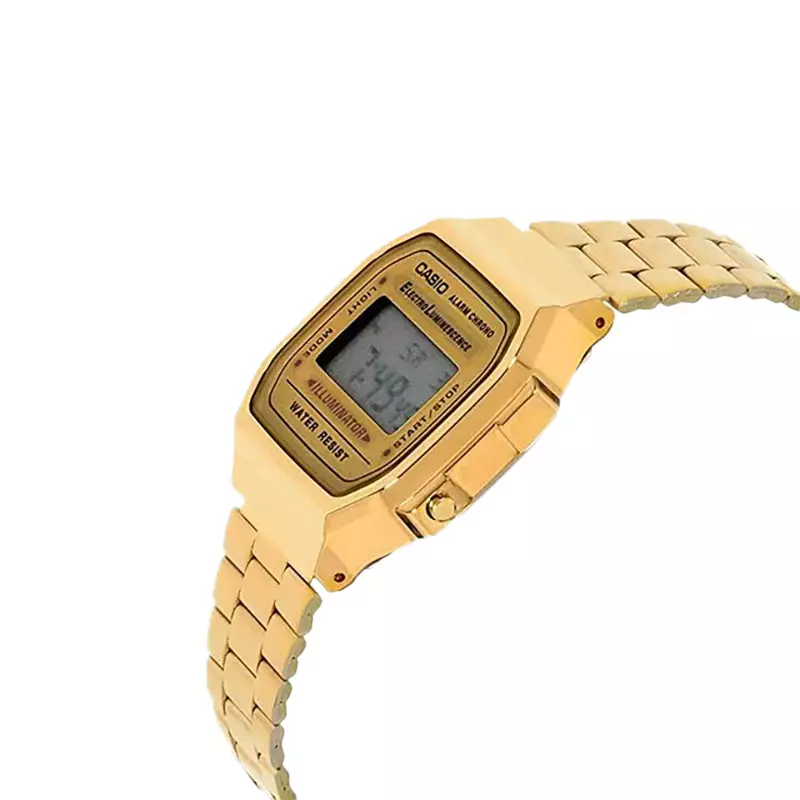 Jam Tangan Unisex Casio General Retro A168WG-9WDF Digital Dial Gold Tone Stainless Steel Band