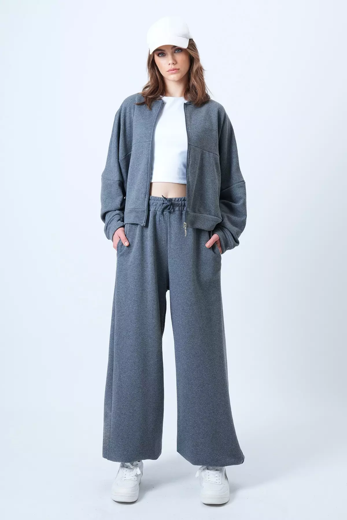 Women'S Anthracite Oversize Jogger Sweatpants Alc-X14610