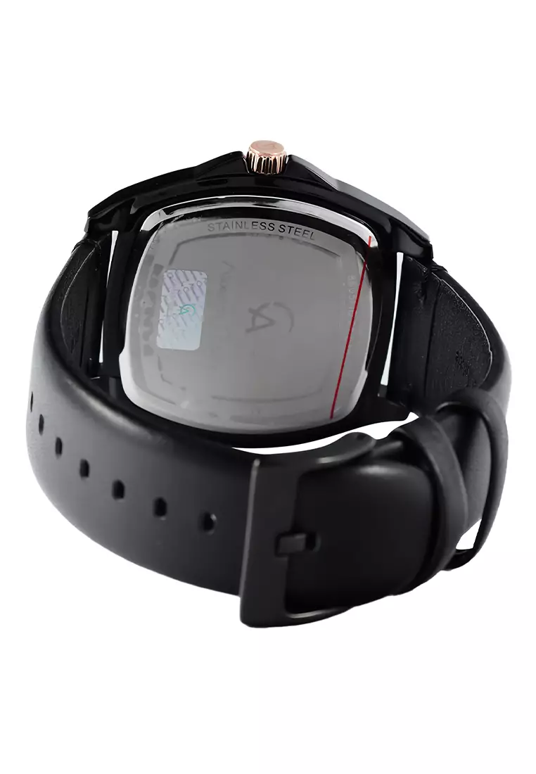 Alexandre Christie - Jam Tangan Couple - Rosegold - Black Leather Strap - 8665 MLDLBRBA