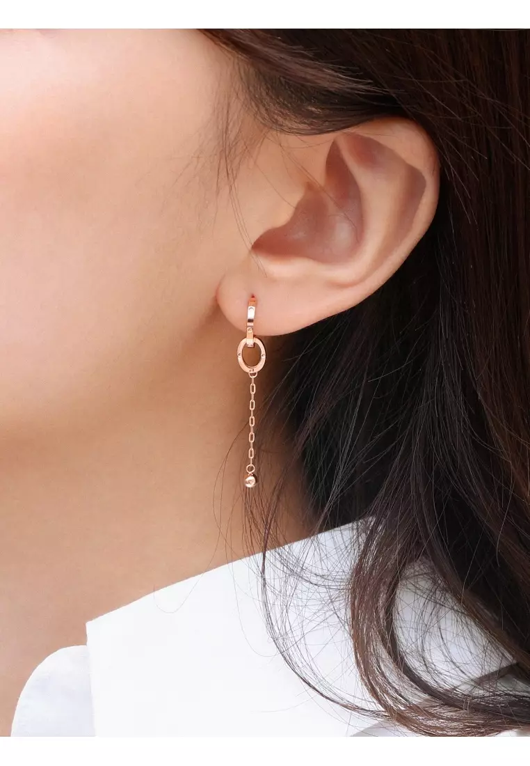 Delicate Gold 18K Rose Gold Round Earring Accessory for Women 92536H [Not include the hoop] (Sold Single Not Pair)