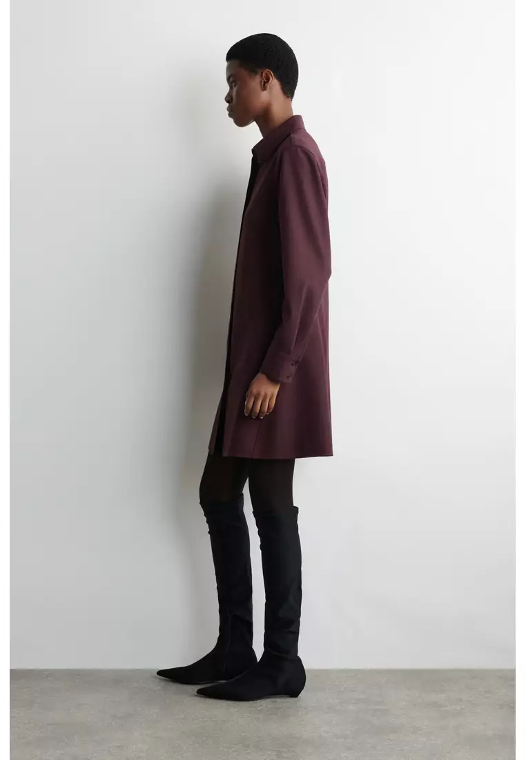 LONG-SLEEVED MINI SHIRT DRESS