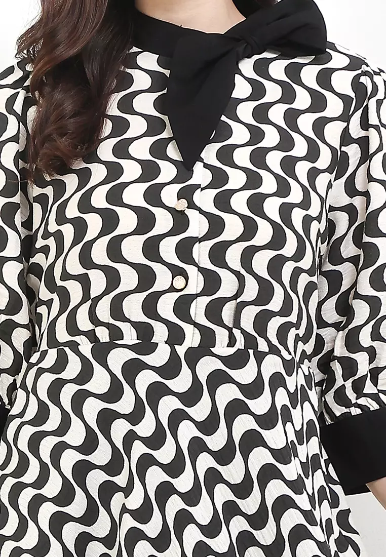 Dress Wave Hitam - Eliza Dresses