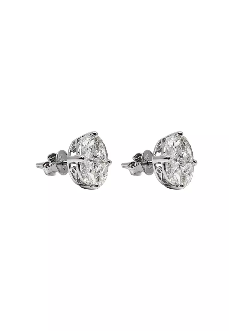14K White Gold Earrings with Diamonds