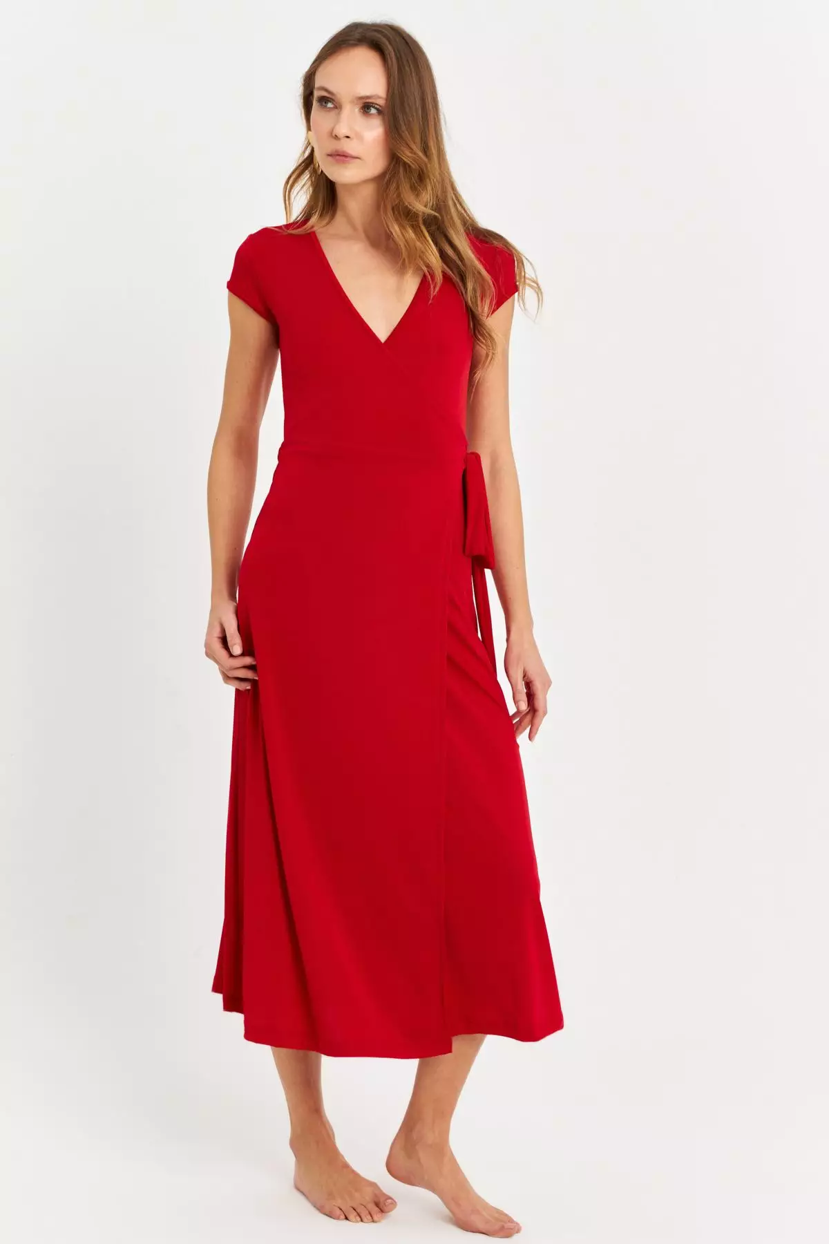 Side Tie Midi Dress