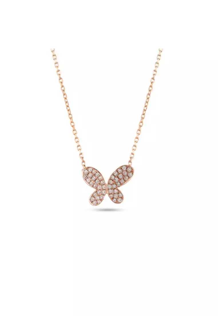 Butterfly Wings Diamond Necklace in 14k Rose Gold (0.39 ct. tw.)