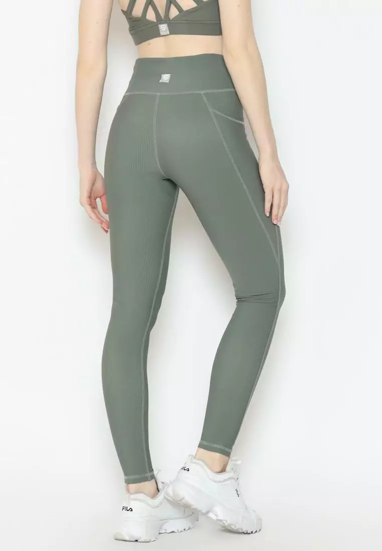 Fitwear - Legging Olahraga Wanita GALGADOT [LEGG RIBB] - SAGE GREEN