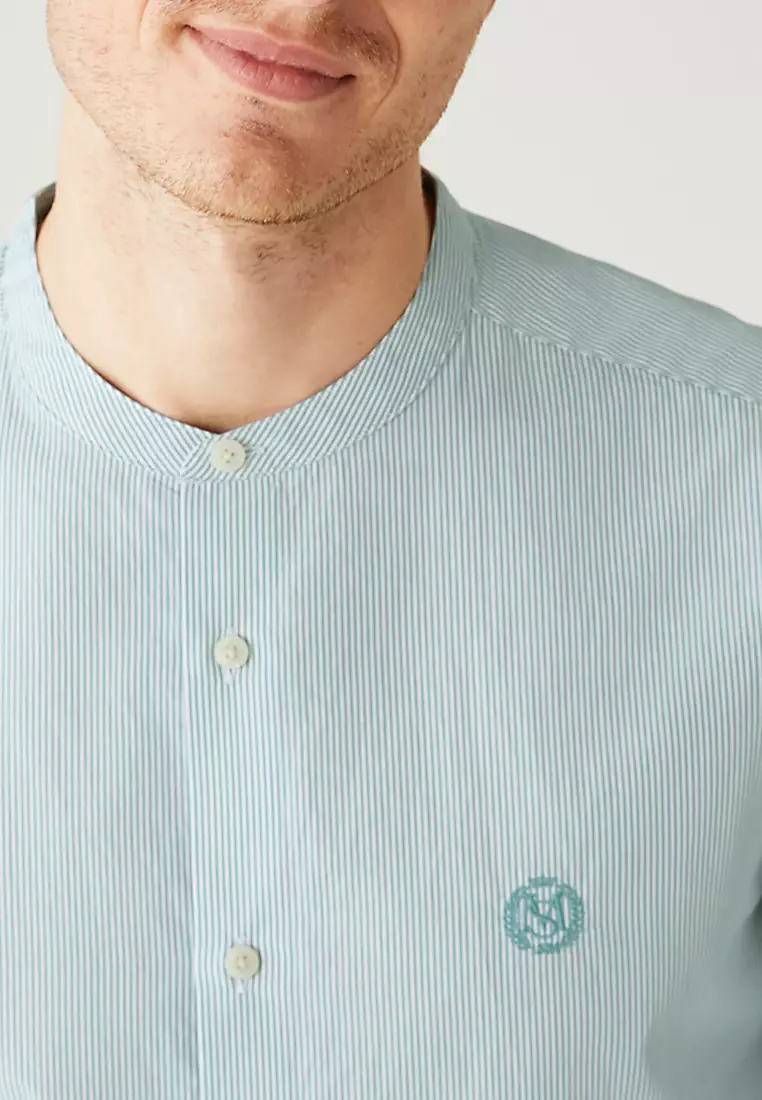 Pure SupimaÂ® Cotton Grandad Collar Shirt