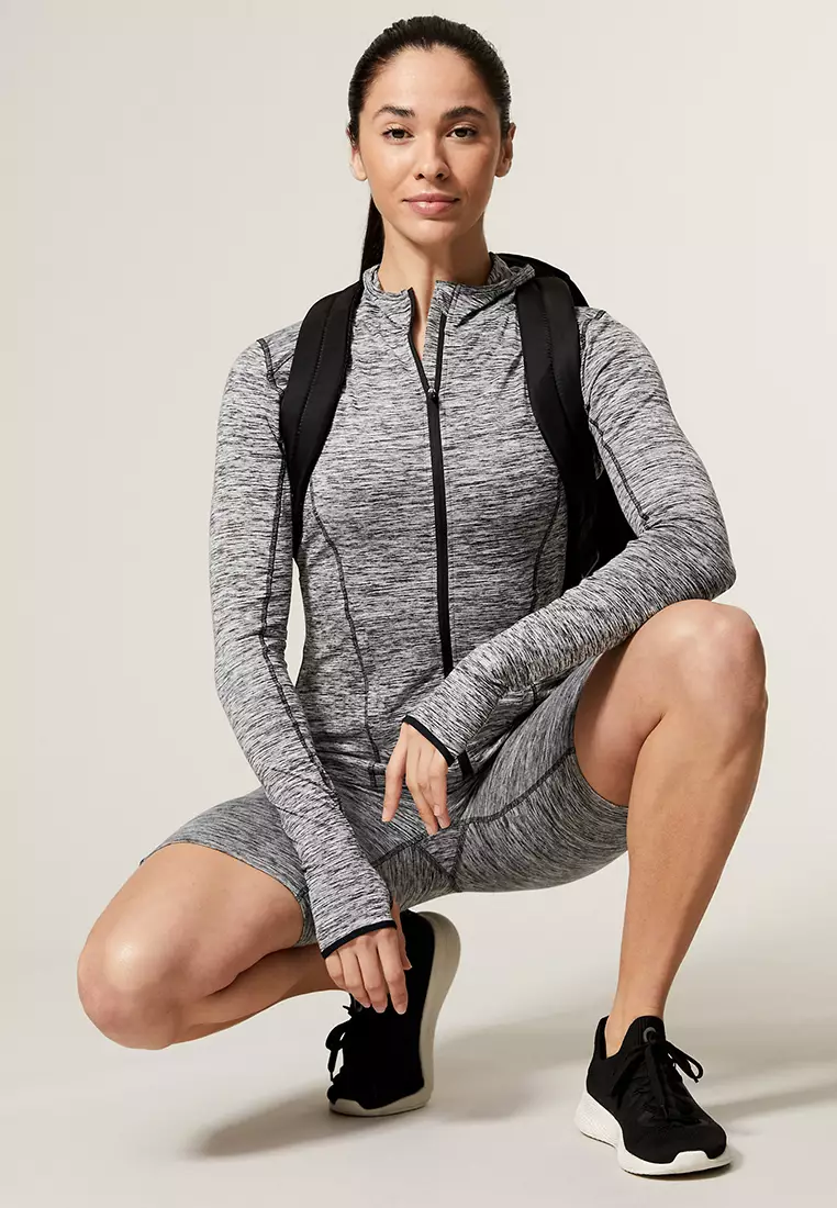 Hooded Zip Up Long Sleeve Running Top