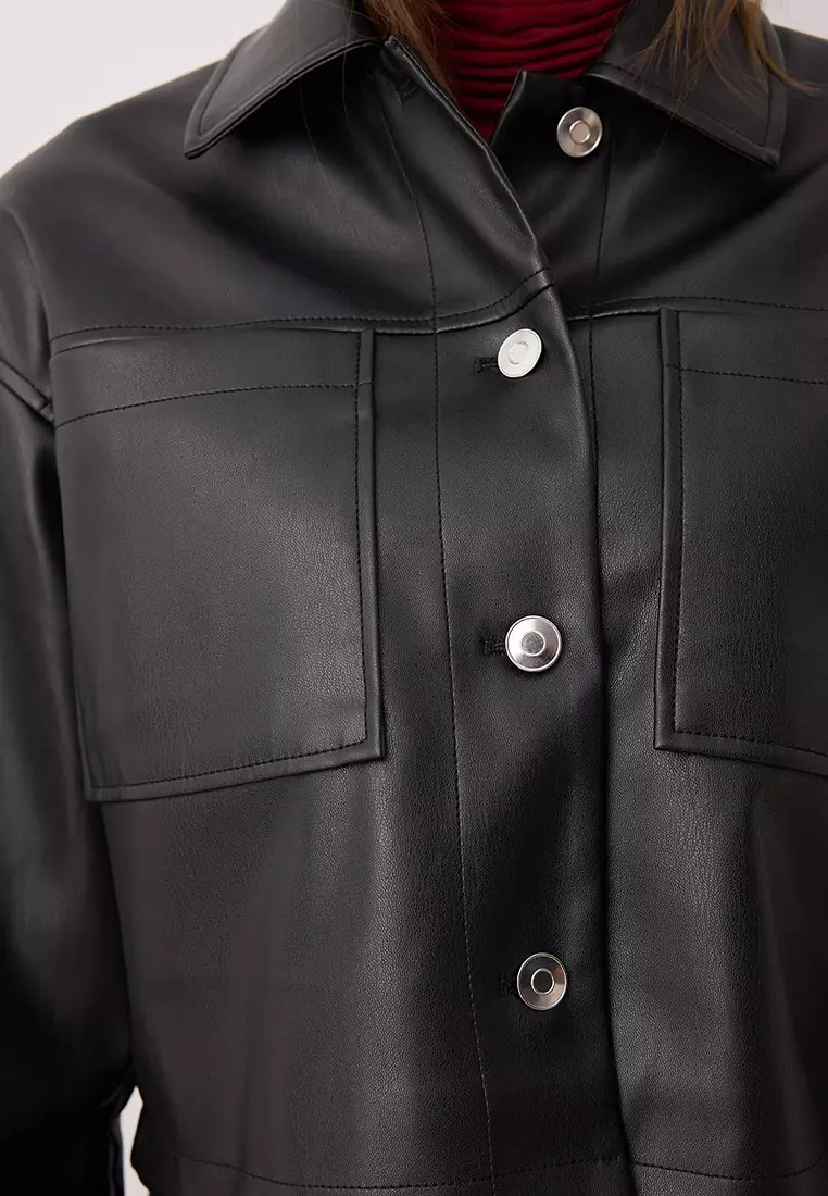 Faux Leather Crop Jacket