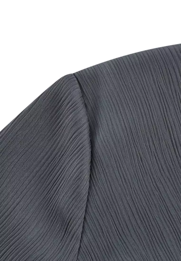 Pleated Satin Wrap Dress