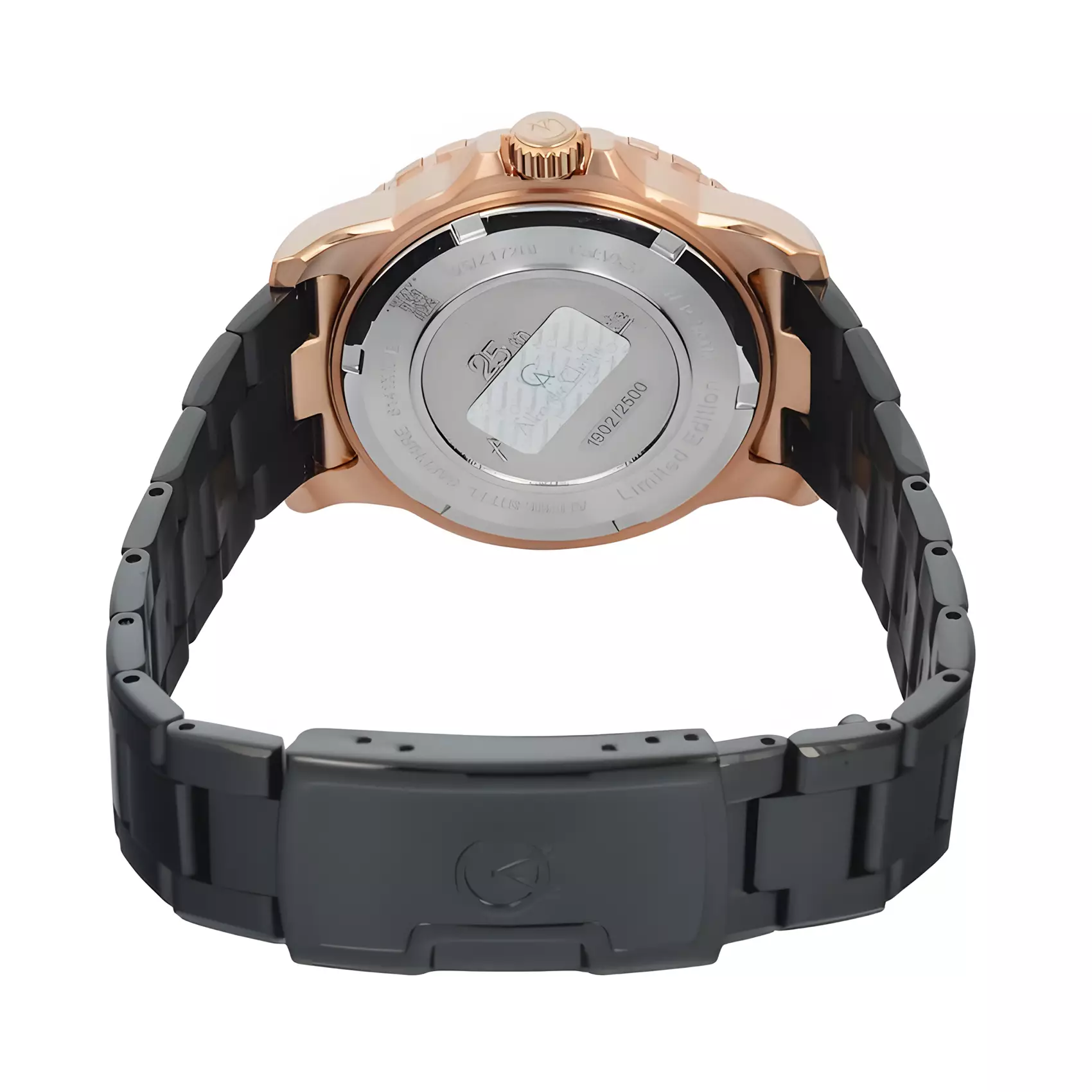 Alexandre Christie 25th ANNIVERSARY Limited Edition - Jam Tangan Chronograph Wanita - Black Rose Gold - All Stainless Steel - 6141 XXVBBRBA