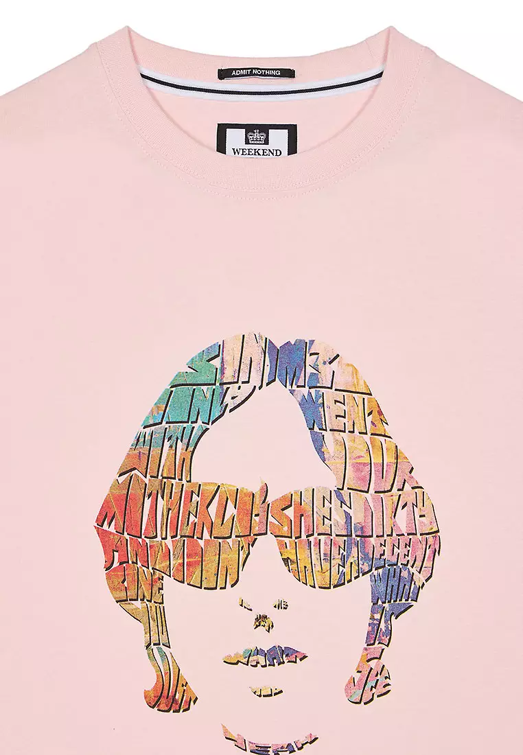 MENS PALE BLUSH KINKY AFRO GRAPHIC TEE