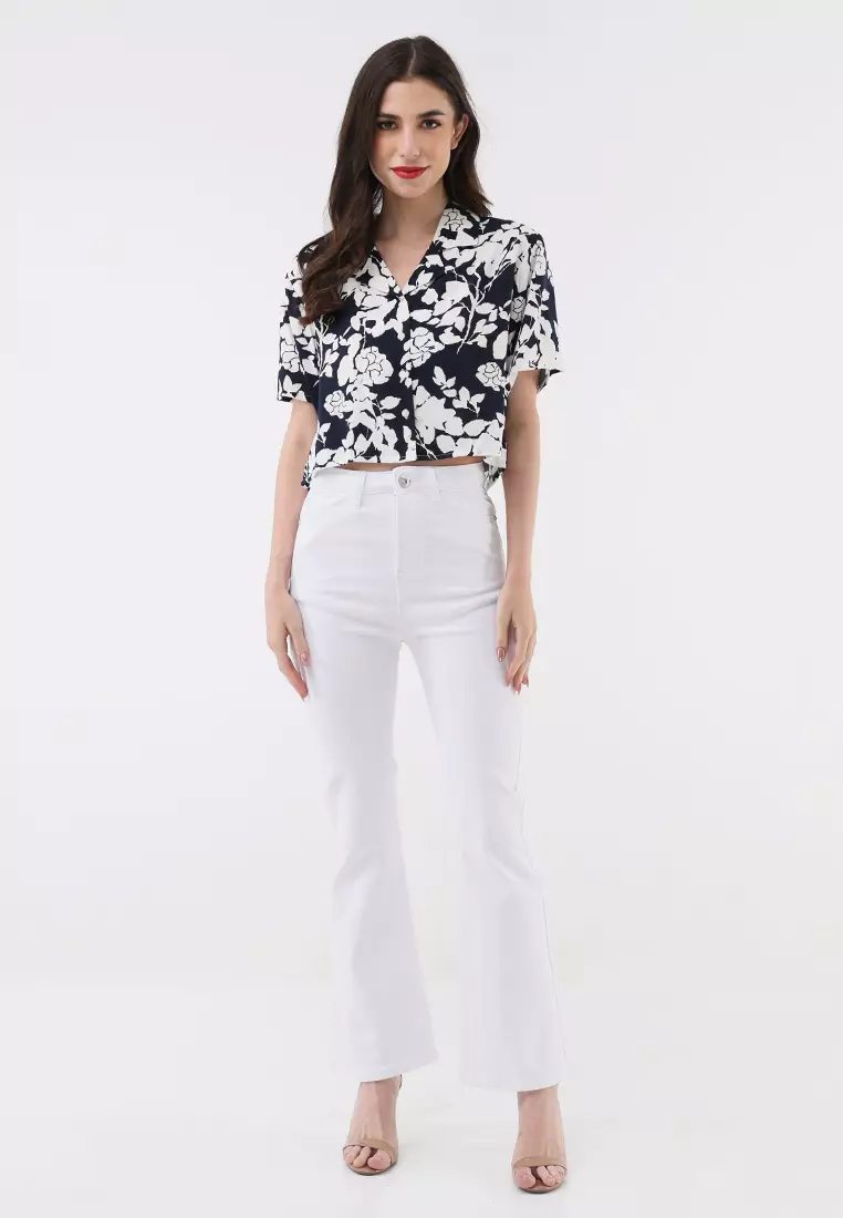 Woven Printed Short Sleeve Blouse