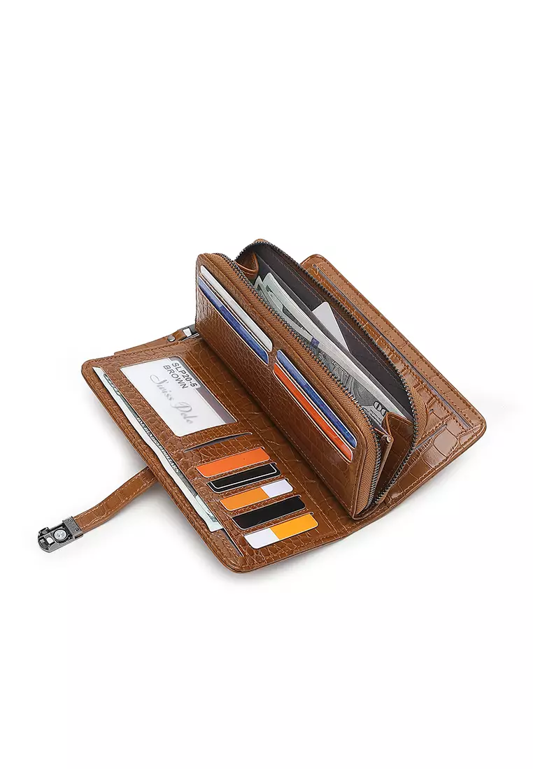 Women's Long Croc Purse / Wallet (Dompet Panjang Wanita) - Cokelat