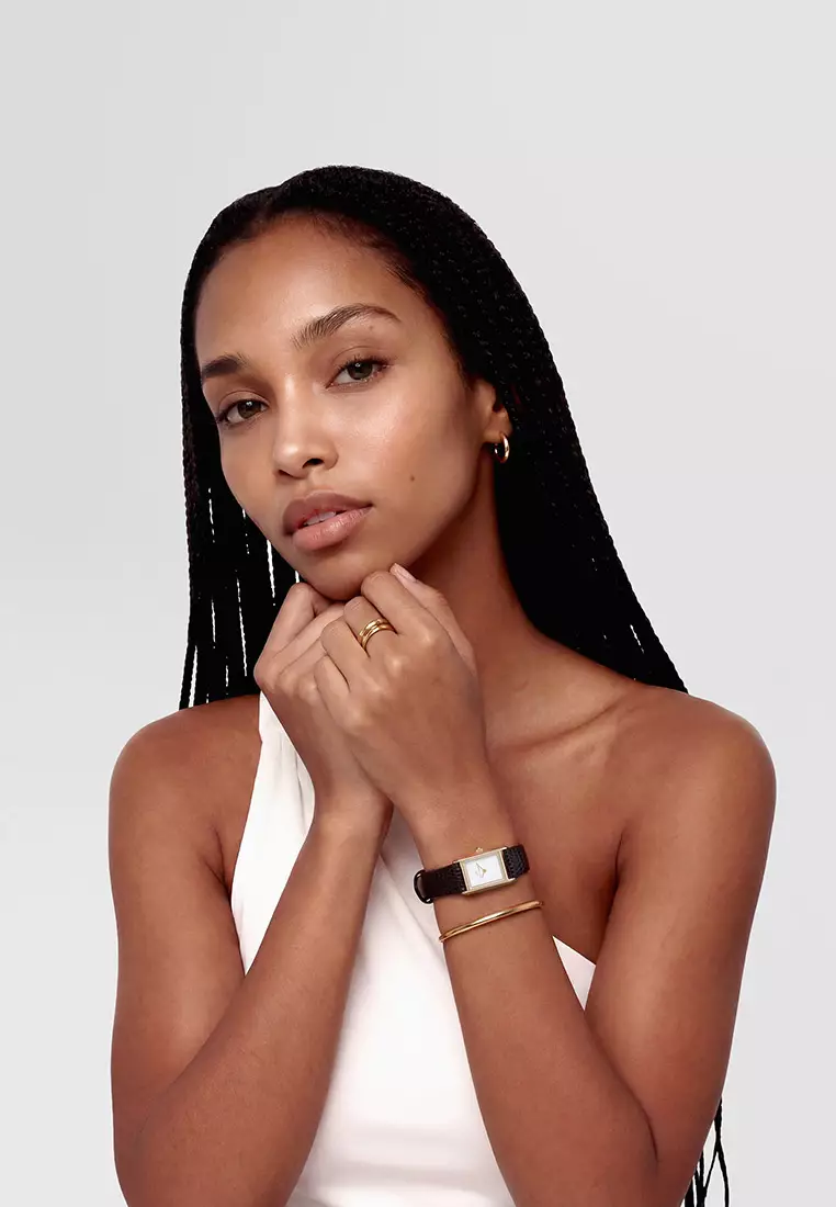 Bound Mini Dark Brown Lizard White Gold - Women Watch Stainless Steel Leather Strap watch DW Official Authentic Original