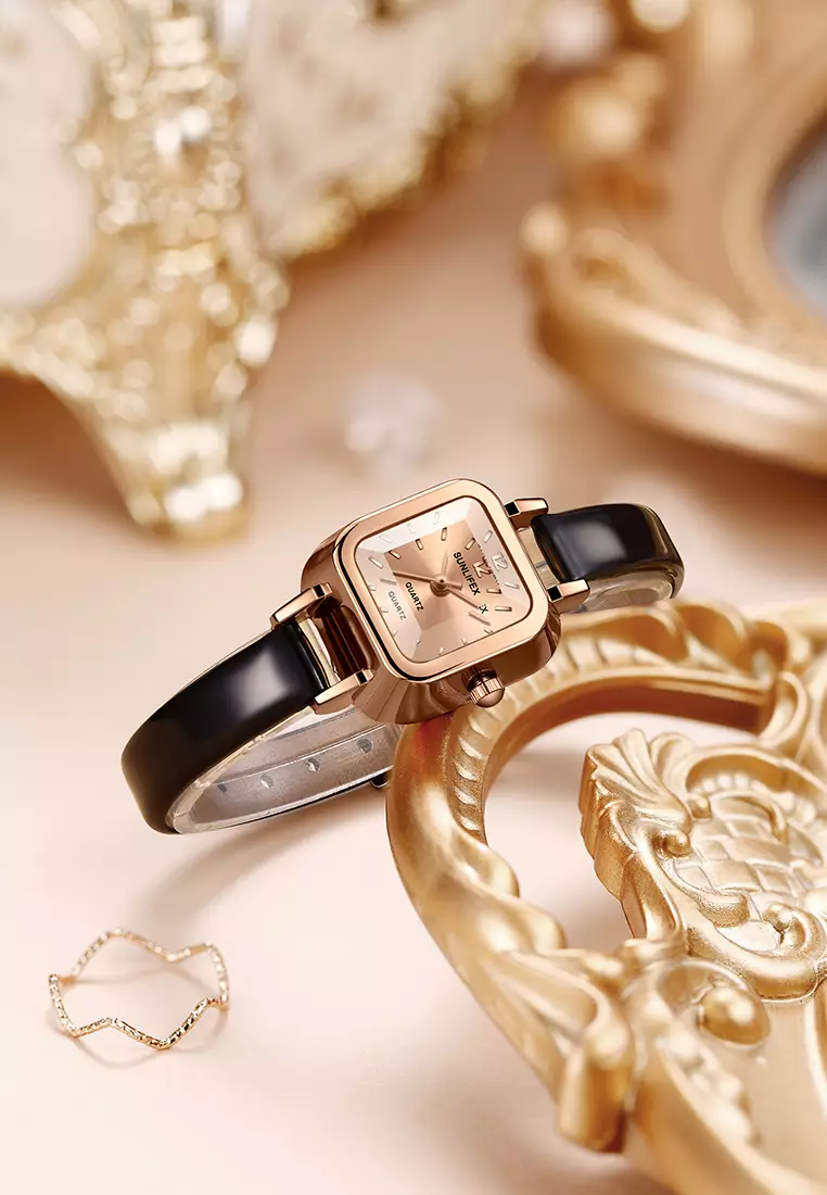 Jam Tangan Wanita 3344 Korea Antik Persegi Mini Tali Kulit Jam Tangan Cewek Original Brown