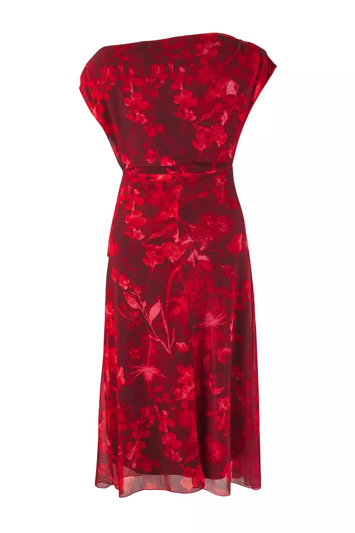 Red-Multicolor Midi Bodycon Tulle Knitted Plus Size Dress Tbbss25Ah00249