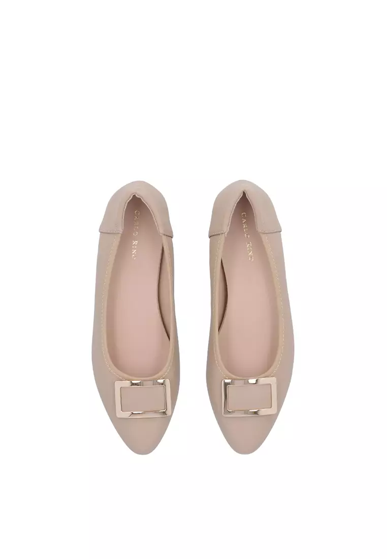 Khaki CR Talia Buckled Pumps