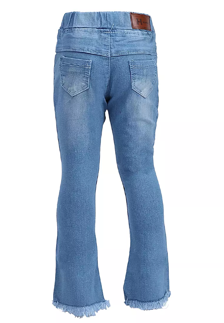 Yocelyn Celana Jeans Cutbray Anak Perempuan Kid Long Pants Polos Material Denim ORIGINAL - Blue