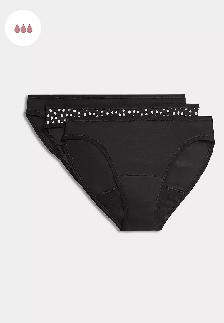 3Pk Heavy Absorbency High Leg Period Knickers
