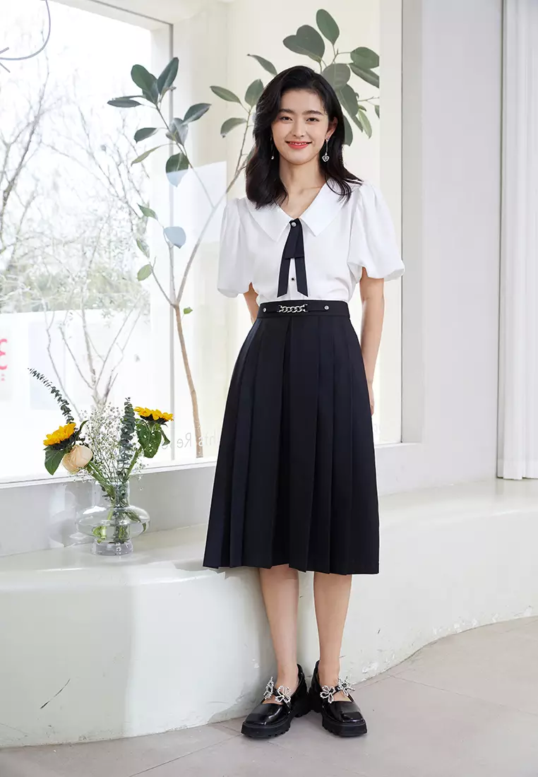 Office Midi Skirt with Belt Accessories
