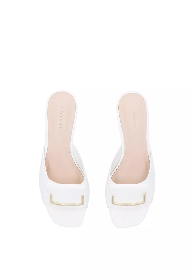 white Anara Kitten Heel Sandals
