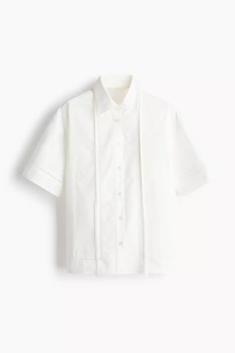 Tie-detail cotton shirt