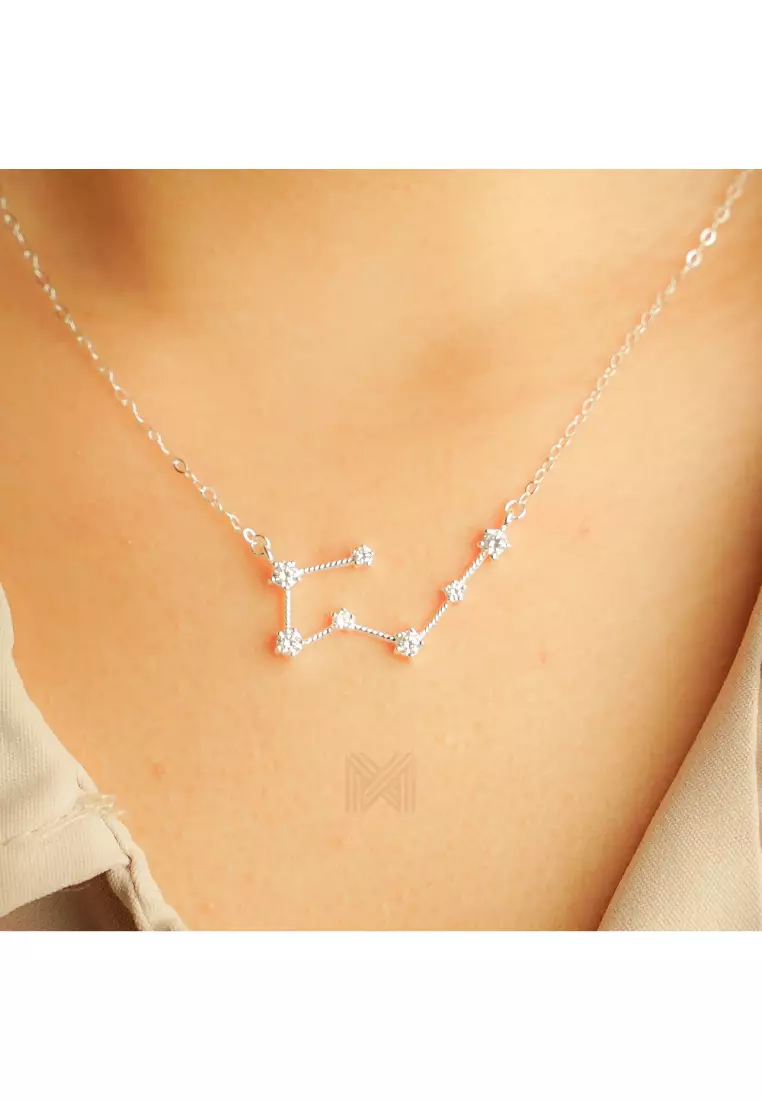Match The Stars Taurus Constellation Silver Necklace with 925 Sterling Silver
