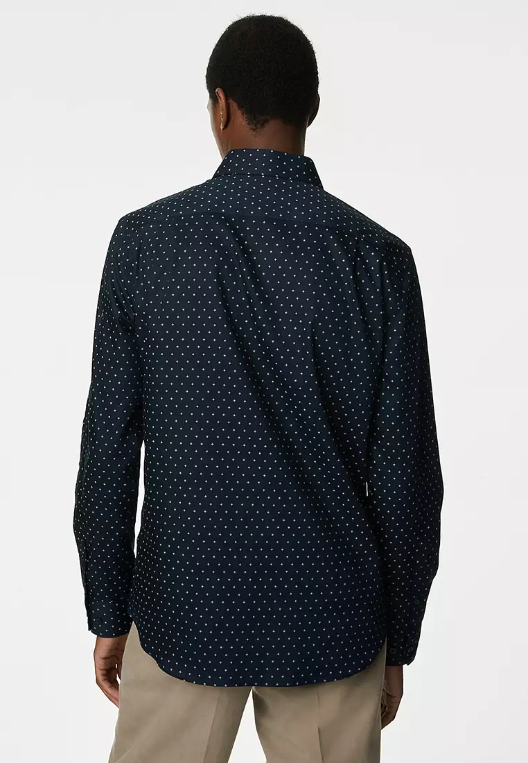 Regular Fit Non Iron Pure Cotton Floral Print Shirt