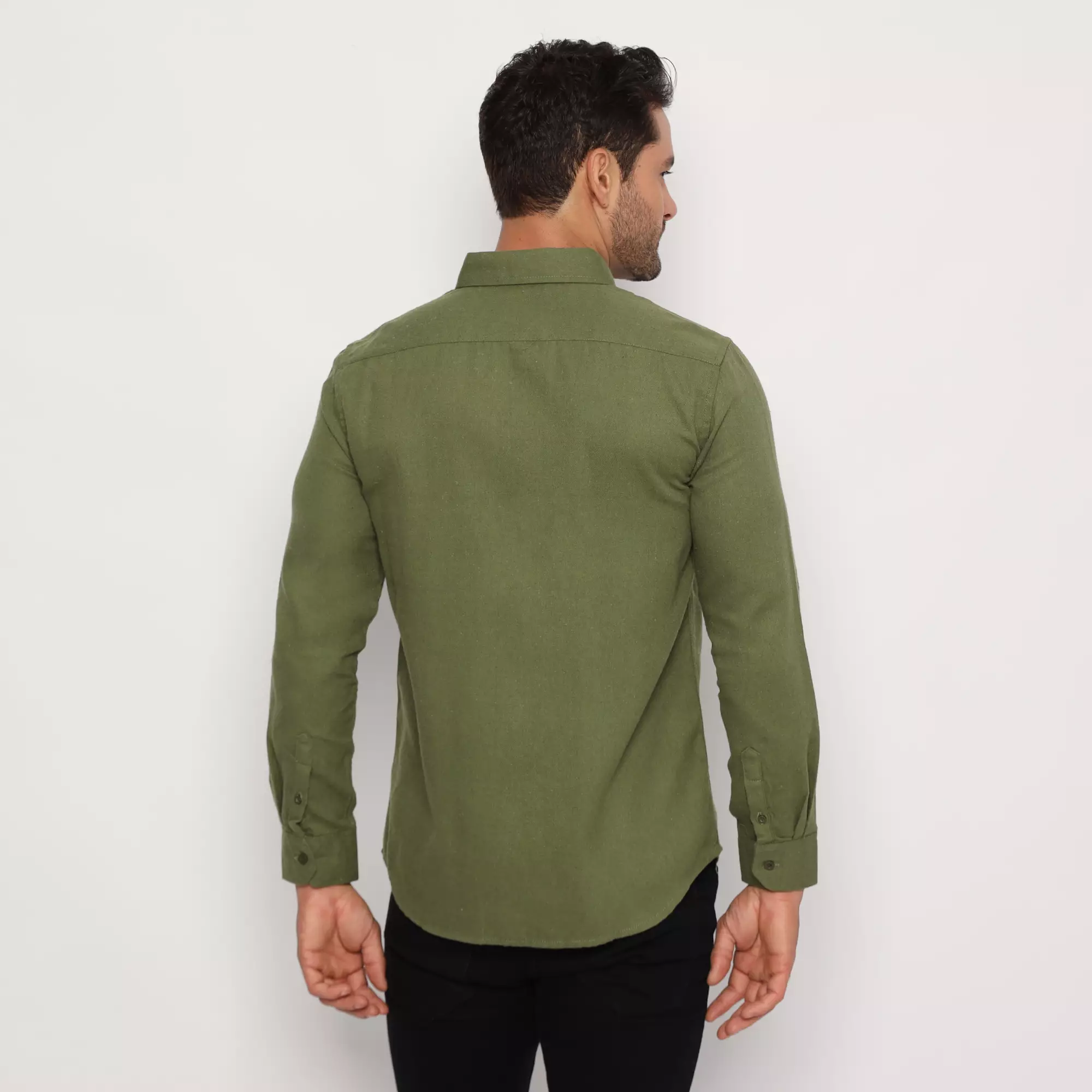 Platini Kemeja Pria Flanel Polos Lengan Panjang Hijau 76343