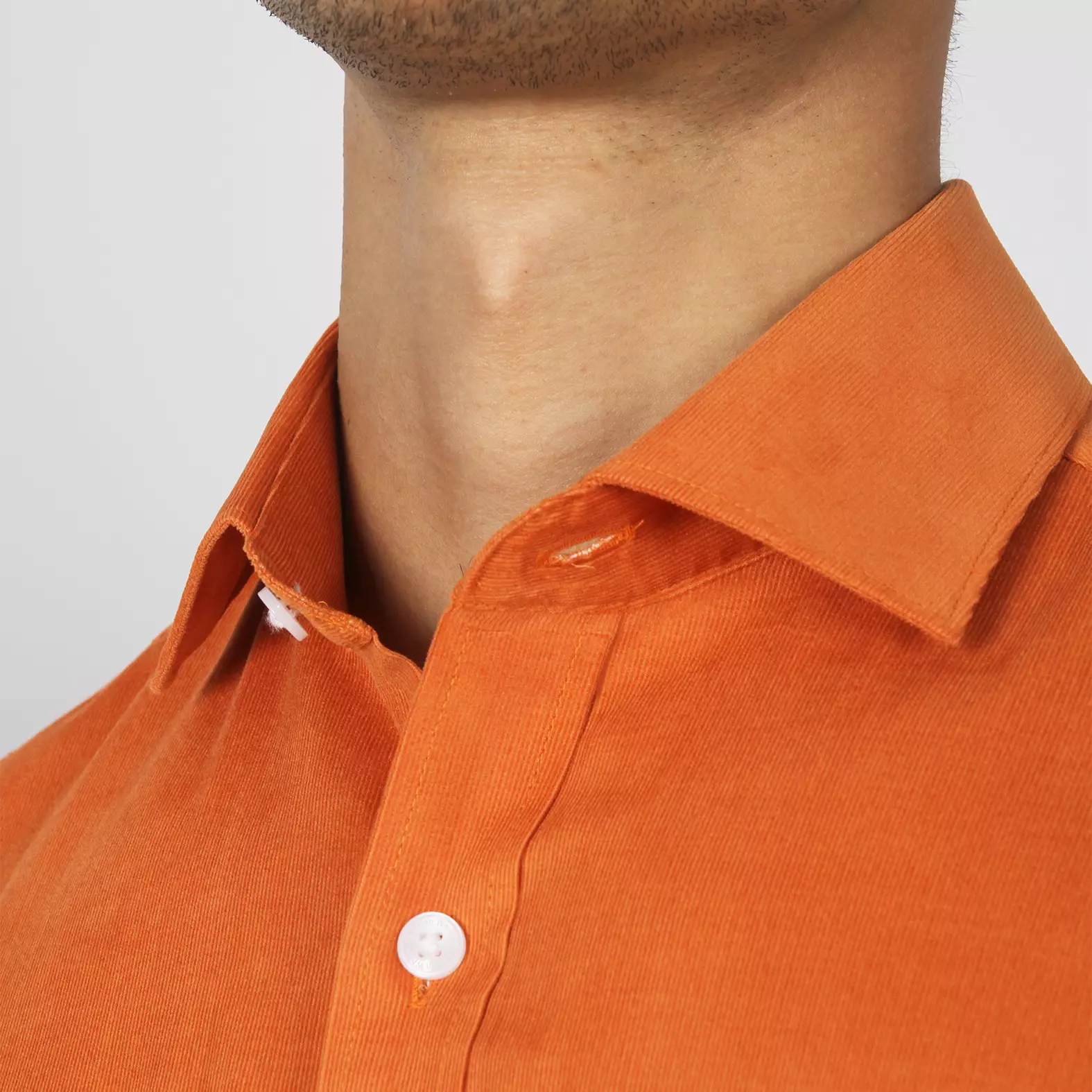 Kemeja Lengan Pendek Ethan White Solid Tangerine Breeze - Orange