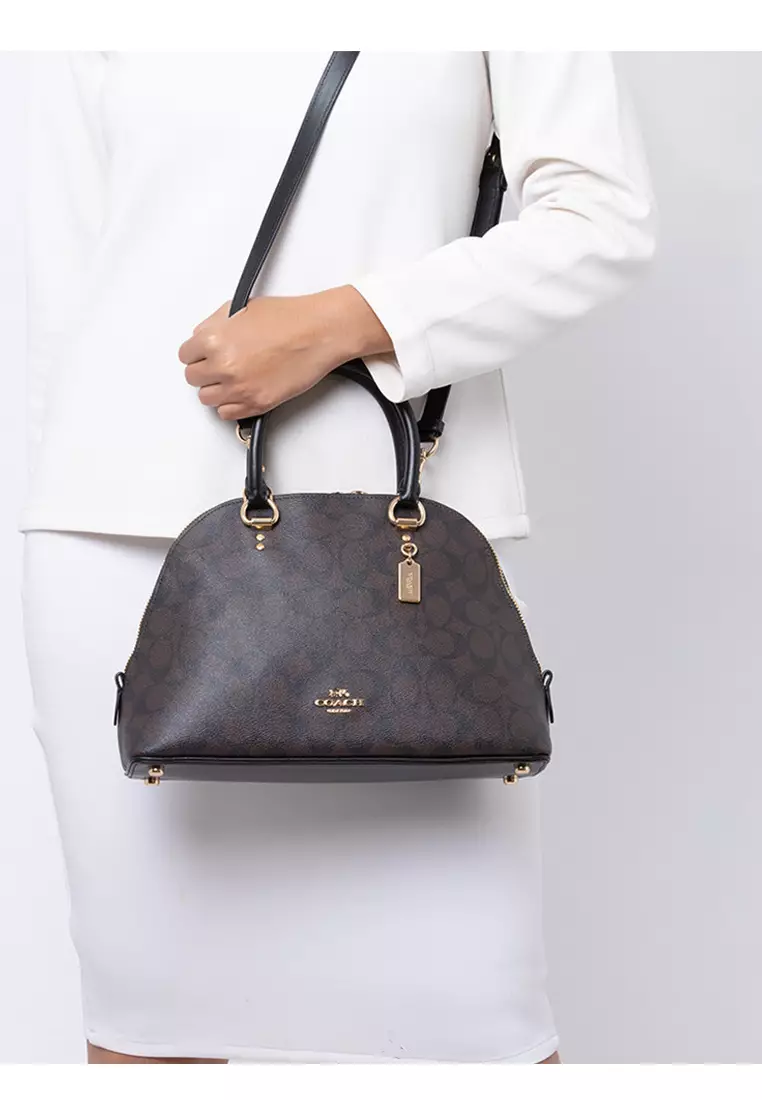 Coach Coach Katy Satchel In Signature Canvas Dark Brown 2024