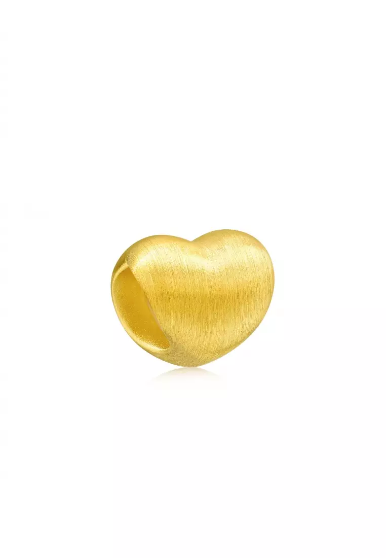 999 24K Solid Gold Love Heart Shaped Charm 81322C (Bracelet not included)