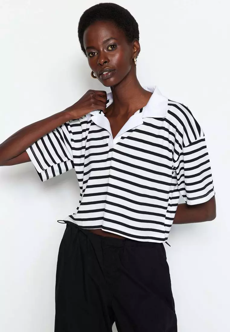 Stripe Boxy Polo Shirt