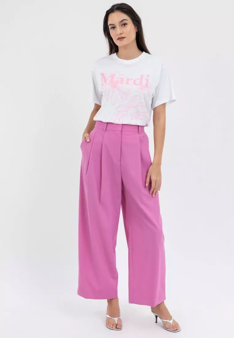 Tshirt Triple Flower_ White Pink