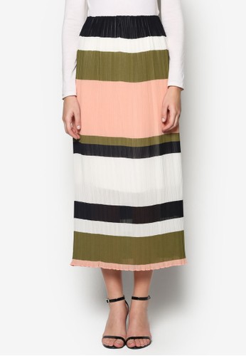 條紋褶飾長裙, 服飾, zalora時尚購物網的koumi koumi裙子