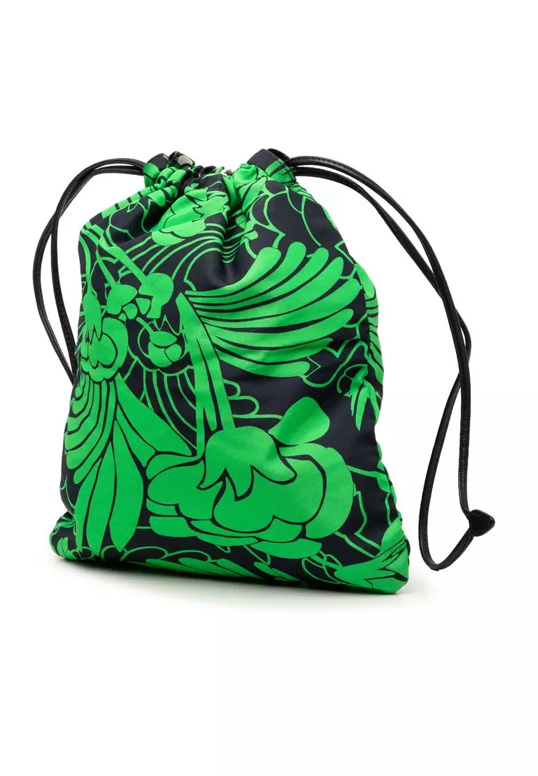 Pre-Loved Miu Miu Canvas Floral Botanical Print Drawstring Pouch