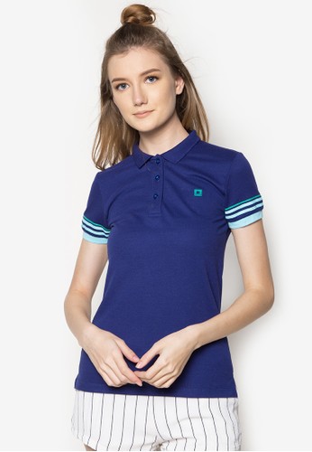 Striped Sleeves Polo Shirt (Navy Blue)