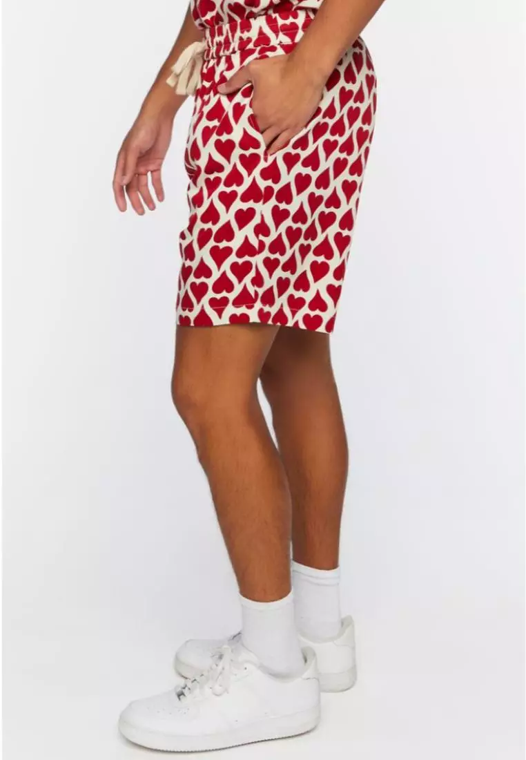 Buy FOREVER 21 Heart Print Drawstring Shorts 2024 Online ZALORA