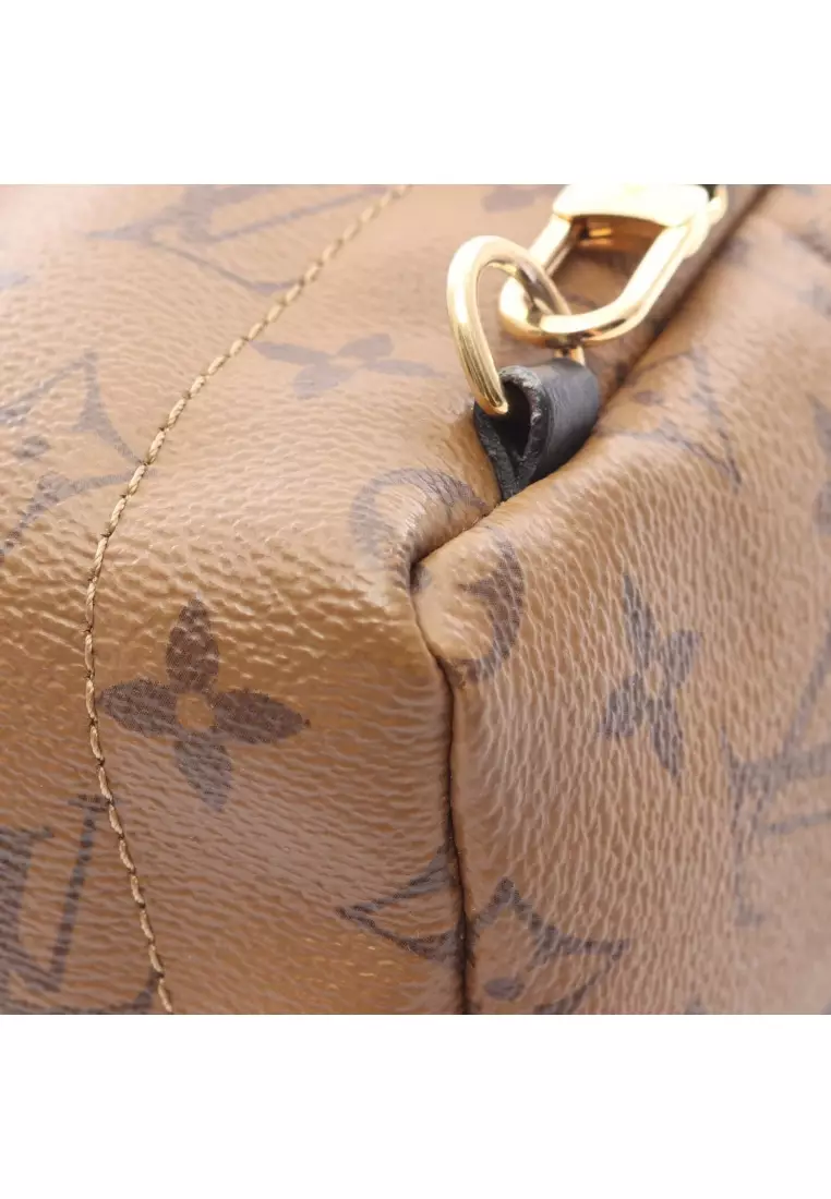 Pre-Loved Louis Vuitton palm springs Backpack mini monogram reverse Backpack rucksack PVC leather light brown black