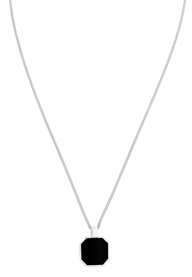 EXCLUSIVE Kalung Perhiasan Perak 925 Pria Square Armouredchain Enamel