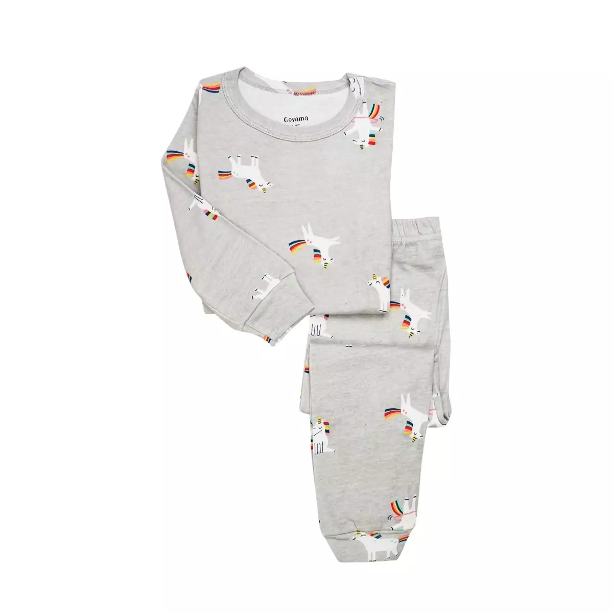 BAJU TIDUR PIYAMA ANAK SETELAN ANAK PEREMPUAN LENGAN PANJANG -  Grey Small Unicorn