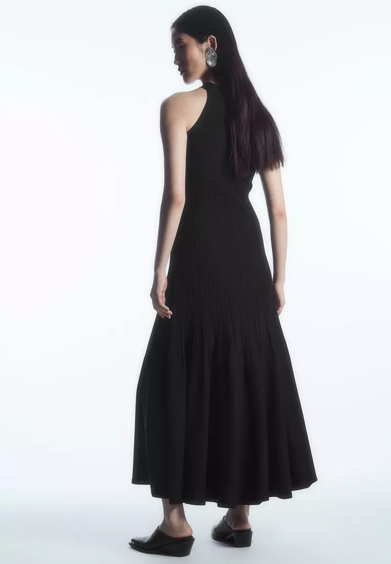 COS Halterneck Ribbed-Knit Midi Dress 2024, Buy COS Online