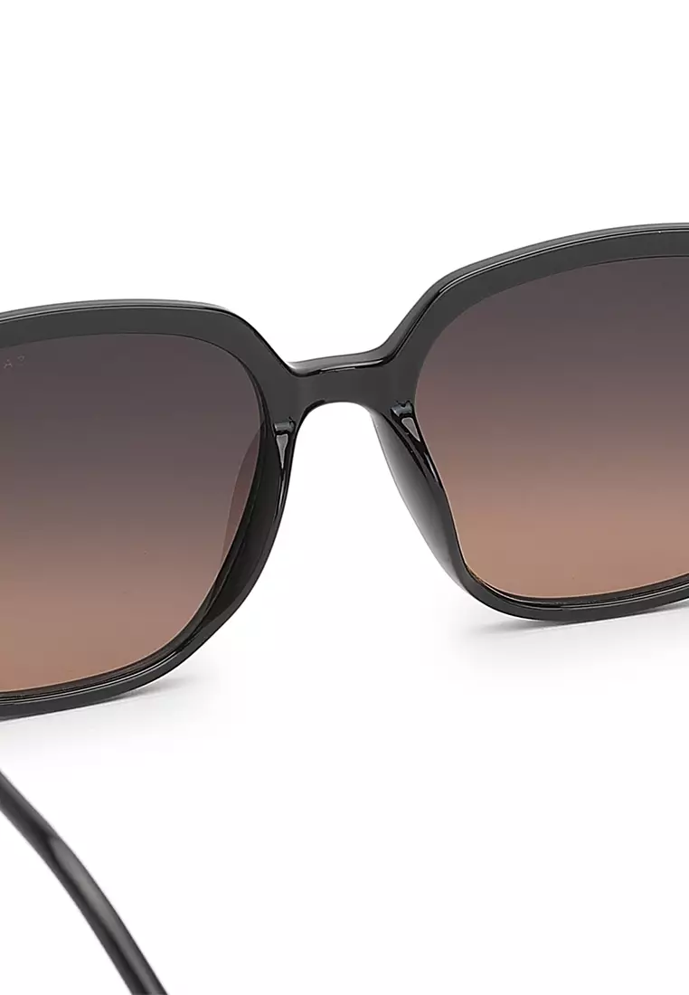 Unisex Fashion Sunglasses - Glossy Black / Grey-Orange