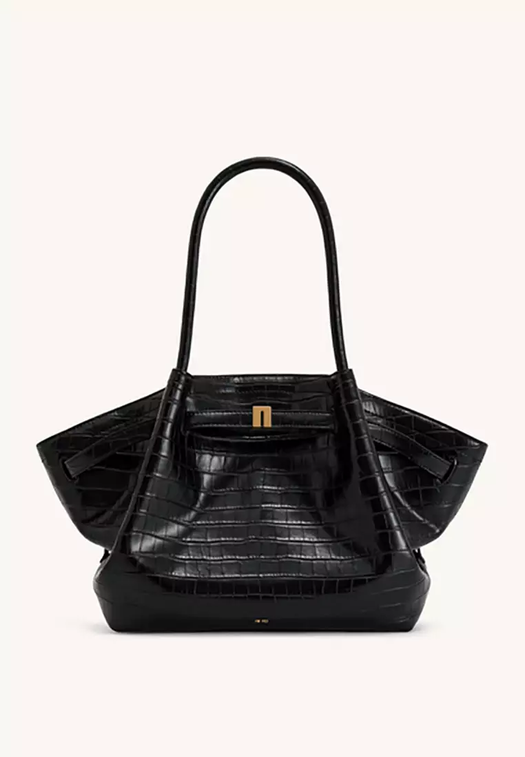 Hana Medium Tote Bag - Black Croc