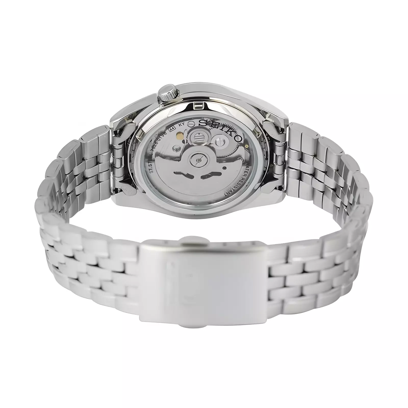 Seiko 5 - Jam Tangan Automatic Pria - Black Dial - All Silver Stainless Steel - SNK375K1